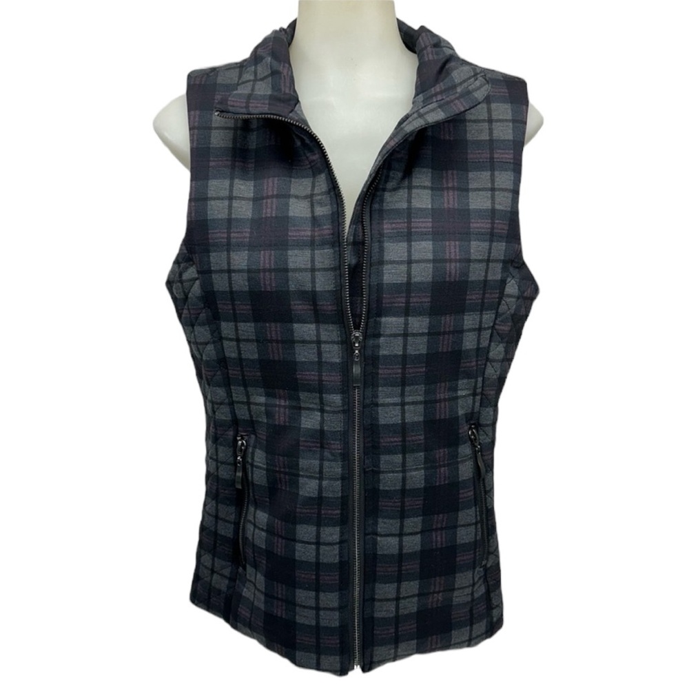 Lemon Tart Stitch Fix Sz Gray Plaid Insulated Full Zip Vest New Cabincore